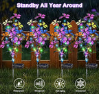 Solar Garden Lights Outdoor Waterproof Garden Decor, 4 Pack Upgraded 240 LED 54 Butterfly Colorful Outdoor Solar Decor for Yard Patio Gifts for Womens Mom (4 Pack Butterfly)