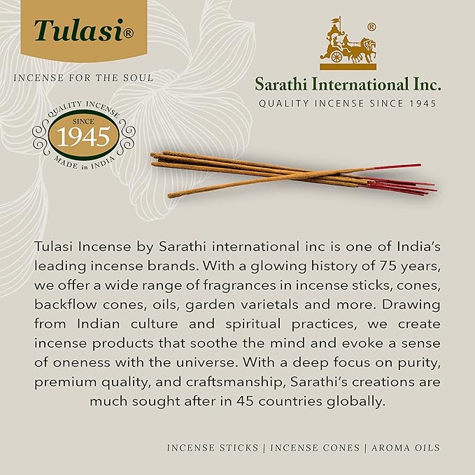 Tulasi Incense Sticks Set of 12 Scents (180 Sticks) Variety Natural Fragrances - Lavender, White Sage, Patchouli, Rose, Chakra, Mantra, Sandalwood, Palo Santo, Fruit for Meditation & Positive Vibes
