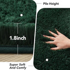 6x9 Green Rugs for Living Room : Dark Green Shag Fluffy Carpet for Living Room-Large Fuzzy Plush Soft Bedroom Carpets, Shaggy Area Rugs for Bedroom