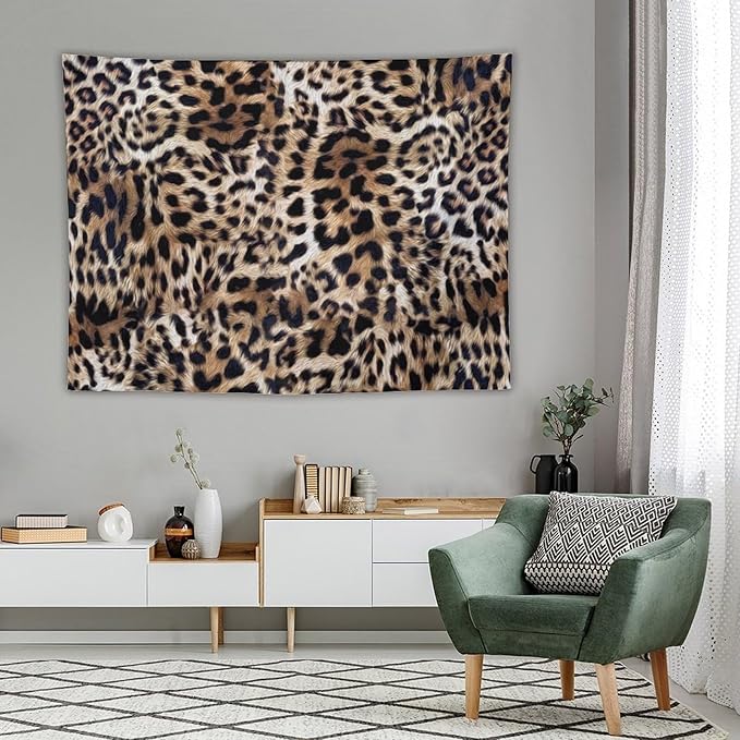 HZOHNAGO Leopard Print Tapestry Nature Wildlife Vintage Cheetah Fur Spot Animal Skin Wild Animals Spots Printed Wall Tapestry Painting Wall Hanging for Bedroom Living Room Dorm 80" W x 60" H