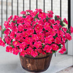 Ivydale Artificial Fake Camellia Flowers Plants for Outdoor Outside Fall Decoration, Faux Silk Hotpink Camellias UV Resistant Look Real for Planter Porch Patio Garden Yard, 3 Large Bundles