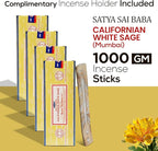 Satya Californian White SageIncense Sticks 250 gmx 4 Pack (1000 GMS), Insenses with Raajsee Incense Holder Bundle, Nag Champa Natural Incense