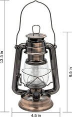 YAKii LED Vintage Lantern Metal Hanging Hurricane 12 LED Dimmer Switch Warm White Battery Operated Power Outage Indoor Camping Lighting Outdoor Brooklyn (Copper 2 Pack)