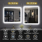 SBAGNO LED Bathroom Mirror with Lights, 32''x28'' 3D Border Bathroom Vanity Wall Mirror with Bluetooth, Anti-Fog, Stepless Dimming, 3 Colors, Tempered Glass Lighted Vanity Mirror for Bathroom