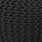 REDEARTH Round Pouf Foot Stool Ottoman - Cotton Hand Knitted Dori Pouffe - Cord Boho Home Décor - Stuffed Cable Poof for Living Room - Bedroom (19.5"x19.5"x14") - Dark Gray