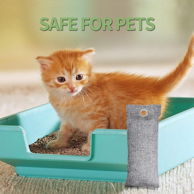 16 Pack Bamboo Charcoal Air Purifying Bag, Activated Charcoal Bags Odor Absorber, Moisture Absorber, Natural Car Air Freshener, Shoe Deodorizer, Odor Eliminators For Home, Pet, Closet (16x50g)