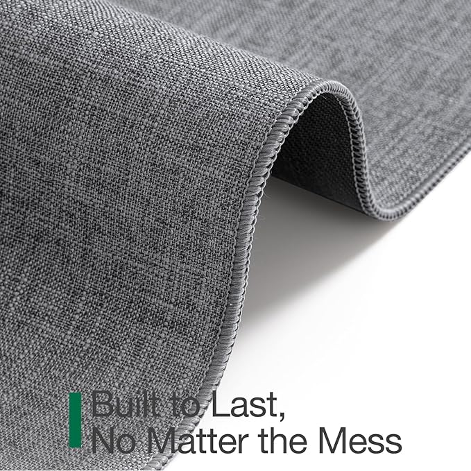 LUMI Ultra Thin Door Mat for Entryway, Low Profile Non Slip Rubber Backing Indoor Doormat, Easy Clean Welcome Entrance Mat for Inside House, Patio, Dark Grey 24"x36"