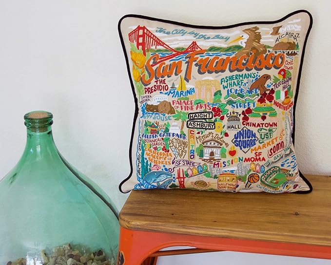 Catstudio San Francisco City Embroidered Decorative Throw Pillow