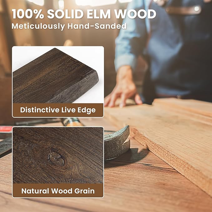 Floating Shelves, 8" Deep Rustic Solid Wood Wall Mounted Floating Shelves, Wall Shelves with Invisible Bracket for Living Room Bathroom Bedroom Kitchen, 36 Inch Set of 2, Walnut