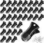 35 Pack Mini Metal Alligator Clips for Crafts Non-Slip Silicone-Coated Retro DIY Badge Small Clips (Glossy Deep Black)