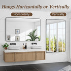 Bathroom Mirror 55" x 36", Large Rectangle Wall Mirror, Black Metal Frame Wall Mounted Mirrors for Bathroom, Vanity, Bedroom, Entryway Decor(Horizontal/Vertical)