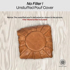 Moroccan Leather Handmade Pouf Ottoman Cover – Unstuffed Foot Stool, Boho Foot Rest for Living Room, Bedroom – Gift for Housewarming or Weddings