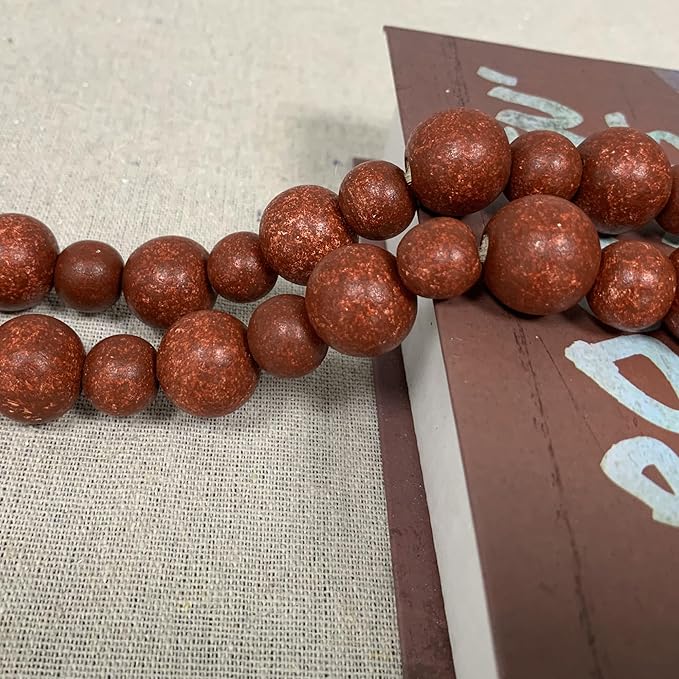Handcrafted Farmhouse Wooden Decorative Beads Garland, Table Tray Boho Wood Beads with Tassel, Small Rustic Antique Decor for Home and Events (Rustic Red)