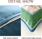 patdrea Designer Throw Pillow Covers Set of 4,French Elegant Green Linen with Iris Floral Collection Pattern Pillow Covers,Decorative Lumbar Square Round Pillowcases Cushion for Bed Living Room