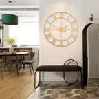 1st owned Large Wall Clock Metal Retro Roman Numeral Clock, Modern Round Wall Clocks Almost Silent, Easy to Read for Living Room/Home/Kitchen/Bedroom/Office/School Decor (Gold, 32 Inch)