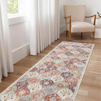 Lahome Moroccan Trellis Hallway Runner Rug, 2x6 Kitchen Runner Rugs Non Skid Washable, Vintage Laundry Room Rug Ultra-Thin Long Carpet for Bathroom Bedroom Entryway, Orange/Terracotta