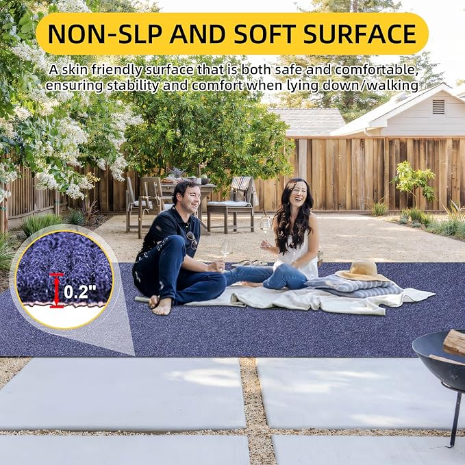Marine Carpet,5 FT x 15 FT Deep Blue Indoor Outdoor Carpet 0.2" Thick Boat Carpet with Water-Proof TPE Backing, Non-Slide Outdoor Marine Carpet Roll for Home, Patio, Porch, Deck