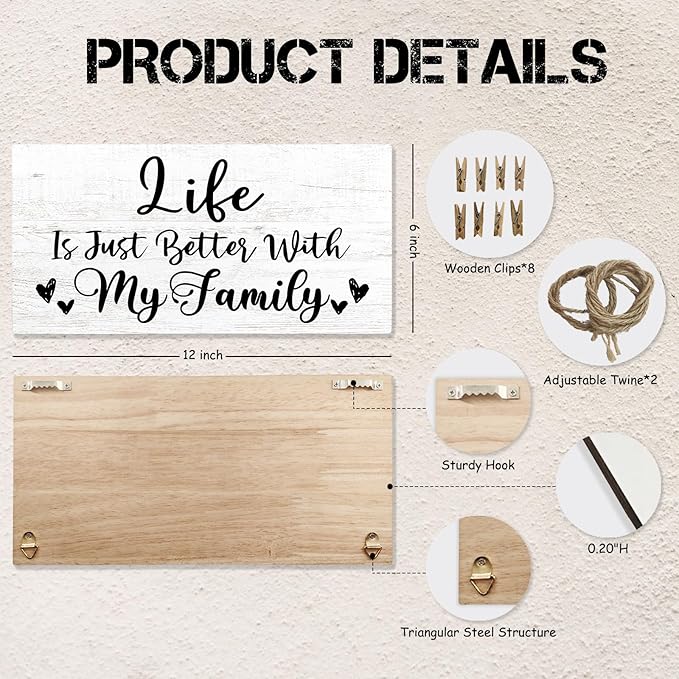 Family Gifts Picture Frame Photo Holder for Wall, Housewarming Gifts for Family Mom Dad Grandma Grandpa Adoptive Parents, Family Reunion Gifts Hanging Photo Display for Living Room