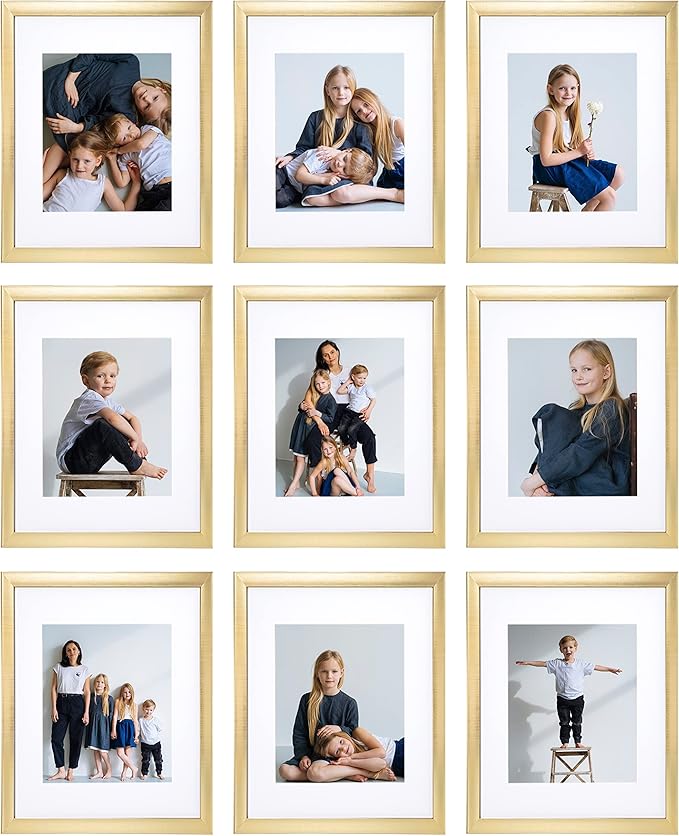 Sheffield Home 9 Piece Gallery Wall Frame Set, 11x14 Inch, Gold