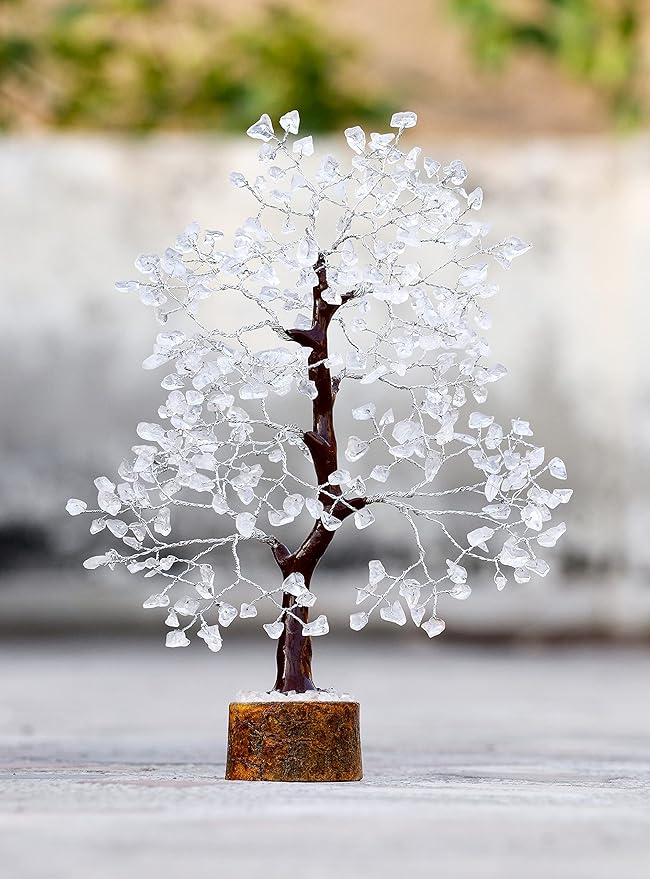 Clear Quartz Gemstone Tree of Life - Handmade Crystal for Positive Energy, Chakra Money Tree Bonsai - Feng Shui Decor, Healing Crystals - Attract Good Luck, Meditation Accessories, Spiritual Gift
