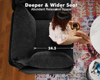 102.6" U Shaped Modular Sectional Sofa, 5 Seater Couch with Storage Ottoman Deep Seat and High Backrest with Removable Cover for Living Room, Apartment - Chenille Black
