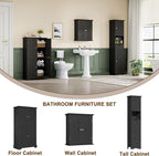 ChooChoo 67" Tall Bathroom Storage Cabinet Freestanding with Adjustable Shelves, Narrow Storage Linen Cabinet with 2 Doors and 1 Drawers for Bathroom, Living Room, Kitchen, Black