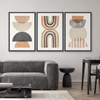 SIGNWIN Framed Canvas Print Wall Art Set Geometric Rainbow Semi-Circle Collage Abstract Shapes Illustrations Modern Art Contemporary Minimal Ultra for Living Room, Bedroom, Office - 16"x24"x3 Black