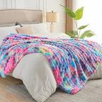 NEWCOSPLAY Faux Fur Twin Blanket Dark Rainbow Luxury Fluffy Thick Warm Bubble Blanket for Couch Sofa Bed 700GSM (Dark Rainbow, Twin(60"x80"))