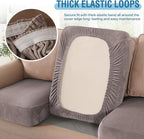 H.VERSAILTEX Velvet Stretch Couch Cushion Cover Plush Cushion Slipcover for Chair Loveseat Sofa Cushion Furniture Protector Seat Cushion Sofa Cover (2 Piece Medium Sofa Cushion Covers, Taupe Striped)