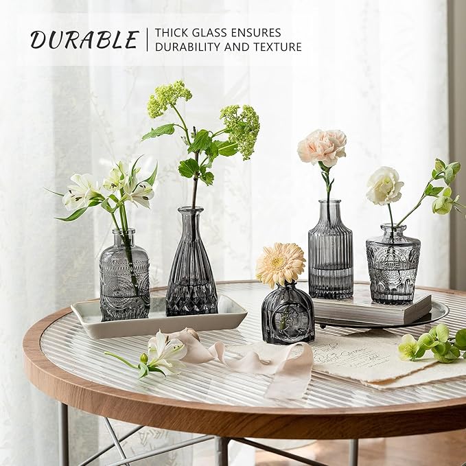 Bud Vase Set of 12, Black Bud Vases in Bulk, Small Flower Vases for Centerpieces, Mini Vintage Vase for Rustic Wedding, Home,Table Decoration