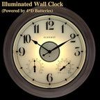 CLXEAST 18 Inch Illuminated Outdoor Clock with AI Smart Sensor, Large Farmhouse Wall Clock with Temperature & Humidity,Weathered White Finish,Unique House Warming Gifts