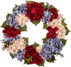 Fall Wreaths for Front Door, 24 inch Autumn Wreath with Hydrangeas Berries Large Fall Door Wreath Artificial Hydrangea Flowers Wreaths Autumn Decorations for Farmhouse Thanksgiving Harvest Door Wall