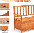 AVAWING Outdoor Storage Bench, Wooden Garden Bench Weatherproof, Patio Benches for Outside, 2-Seat Front Porch Bench, Park Bench for Deck, Lawn, Backyard(Natural)