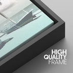 SIGNWIN Framed Canvas Print Wall Art Set Vintage Retro Hawaiian Island Hut Surfboard Nature Wilderness Photography Modern Art Landscape Relax/Calm for Living Room, Bedroom, Office - 16"x24"x3 Black