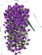 Artificial Faux Hanging Flowers Plants for Outdoor Decor,2 PCS Fake Silk Morning Glory with Eucalyptus UV Resistant Realistic Trailing Vine for Wall Home Porch Patio Balcony Yard Indoor Decor, Purple