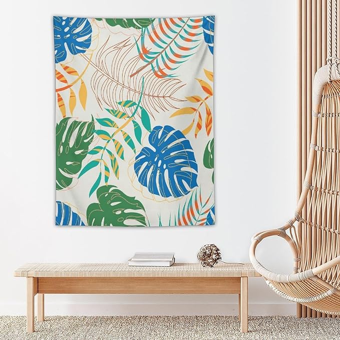 ICMOLYYENLO Tropical Green Plant Tapestry, Green Palm Leaves Natural Landscape Print Wall Tapestry for Bedroom Living Room Dormitory 40x60 Inch