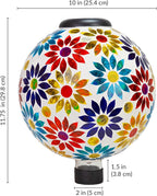 Sunnydaze 10 inch Solar Gazing Ball for Garden - Glass Outdoor Gazing Globe - Midsummer Dahlias - Set of 2