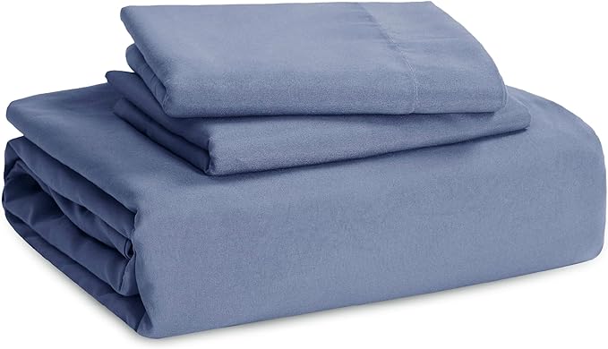 Bedsure Slate Blue Duvet Cover Full Size - 3 Pieces Prewashed Extra Soft Cotton-Like Bedding Set, Includes 1 Duvet Cover 80x90 Inches with Zipper Closure & 2 Pillow Shams, Comforter Not Included
