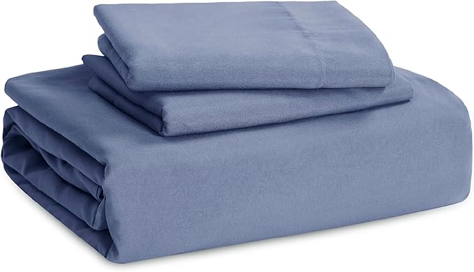 Bedsure Slate Blue Duvet Cover Queen Size - 3 Pieces Prewashed Cotton-Like Extra Soft Bedding Set, Includes 1 Duvet Cover 90x90 Inches with Zipper Closure & 2 Pillow Shams, Comforter Not Included