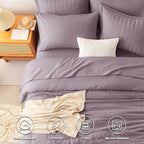 CozyLux Full Size Comforter Sets with Sheets Seersucker 7 Pieces Dusty Purple Bed in a Bag Textured Luxury Soft Bedding Set with Down Alternative Comforter, Sheets, Pillowcases & Shams for All Seasons