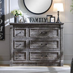 Farmhouse 6 Drawers Dresser for Bedroom, 48" Wide Large Dressers & Chests of Drawers w/Roman Column, Storage Dressers Organizer for Bedroom, Hallway, Living Room, Light Grey