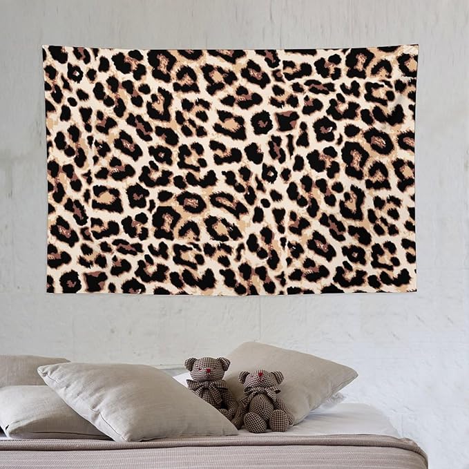 HZOHNAGO Leopard Print Tapestry Rustic Brown Leopard Wild Animal Printed Wall Tapestry Painting Wall Hanging for Bedroom Living Room Dorm 60" W x 40" H