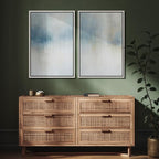 SIGNFORD Framed Canvas Print Wall Art Set Blue and Beige Abstract Modern Neutral Vertical Illustration Modern Art Decorative Nordic Nature for Living Room, Bedroom, Office - 16"x24"x2 White