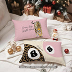 Trendy Leopard Lucky 8 Ball Pillow Covers 20x12, Cheetah Leopard Print Room Decor, Funky Preppy Leopard and Black Billiards Decorative Throw Pillow Covers for Girls Dorm Apartment，Set of 2