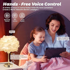 Smart Touch Control Bedside Table Feather Lamp Night Light with USB Charging for Girl, Baby, Alexa Voice Compatible, 9W 800LM Dimmable RGB Color Changing Lamp for Bedroom Nursery Desk Decor