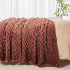 NEWCOSPLAY Super Soft Queen Blanket Coffee Premium Silky Flannel Fleece 3D Clouds Stylish Jacquard Lightweight Bed Blanket All Season Use 350GSM (Coffee, Queen(90"x90"))