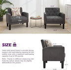 TYBOATLE Accent Chairs Set of 2, Mid Century Modern Upholstered Tufted Living Room Chair for Bedroom, Armchair for Waiting Room, Reading Chair for Office, Grey