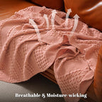 PHF 100% Cotton Waffle Weave Throw Blanket, Soft Lightweight Breathable Cozy Summer Throws for Couch Bed Sofa, Luxury Aesthetic Woven Blanket for Home Decor & Office, 50"x60", Canyon Clay