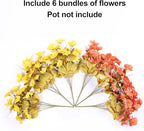 Fall Flowers Fake Flowers Mums for Outdoors Autumn Decoration, 6 Bundles Artificial Flowers Faux Silk Plants Realistic UV Resistant for Outside Planter Patio (Fall Yellow Orange)