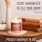 Pumpkin Spice Candle, Fall Candles - 'Pumpkin Spice' Pumpkin Candle I Infused w/Essential Oils I Autumn Scented Soy Candles for Home I Fall Home Décor I 9oz Reusable Jar, 50Hr Burn, Made in USA